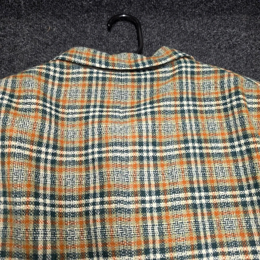 Master Crafted Vintage Plaid Wool Blazer Orange Green Check Sport Coat Mens 46